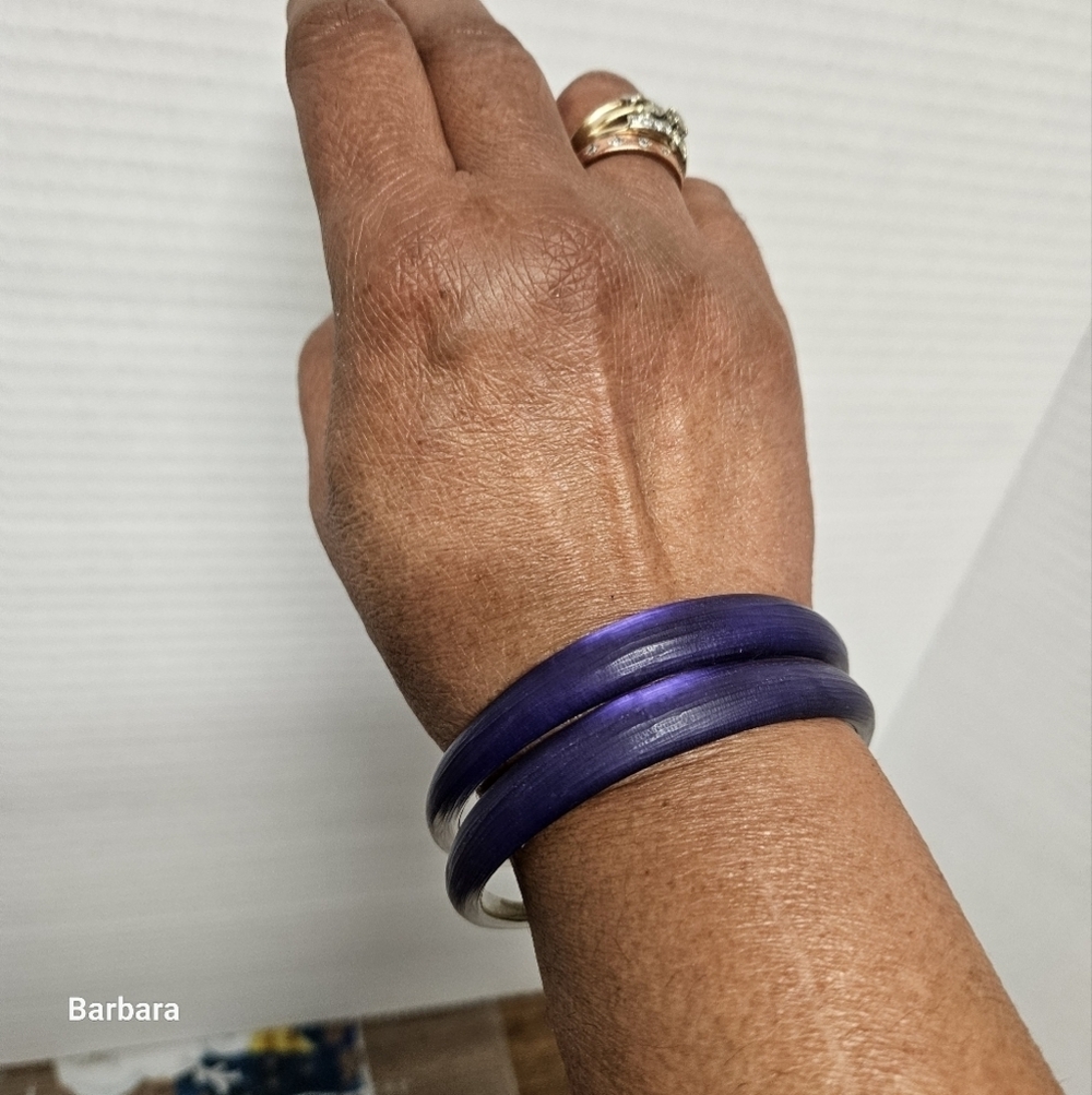 Alexis Bittar Set of 2 Purple Lucite Frosted Bangle Bracelets